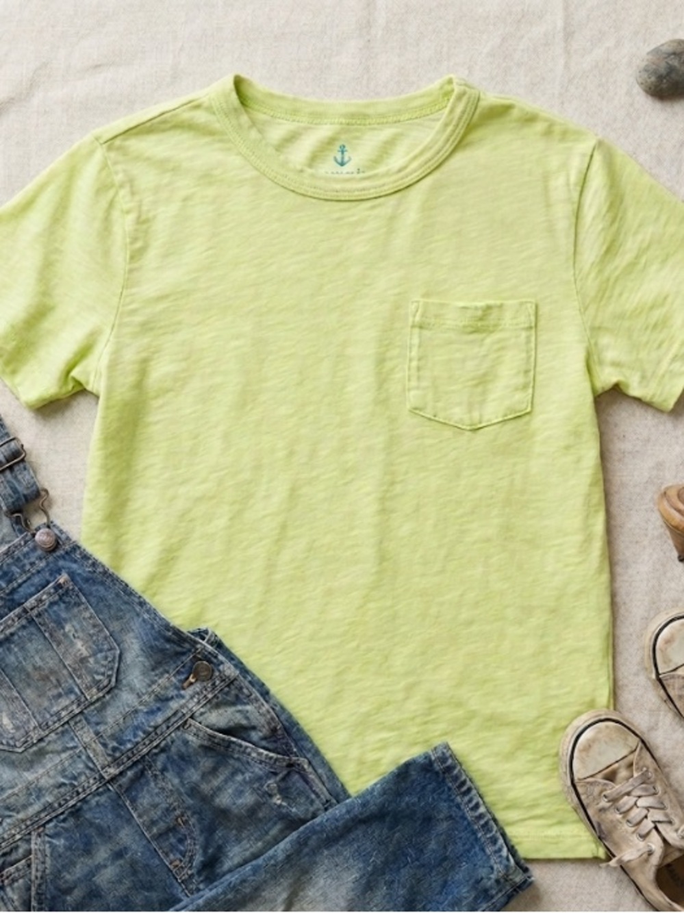Crewcuts Kids Short Sleeve Pocket Tee - Light yellow/green